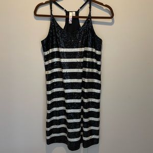 Sparkly dress! Black and white striped